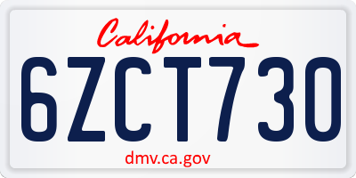 CA license plate 6ZCT730