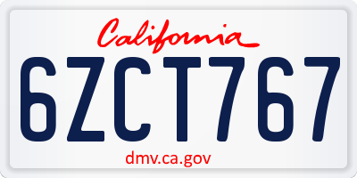 CA license plate 6ZCT767