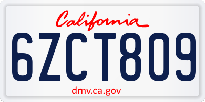 CA license plate 6ZCT809