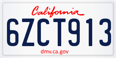 CA license plate 6ZCT913