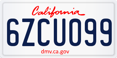 CA license plate 6ZCU099
