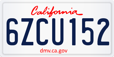 CA license plate 6ZCU152