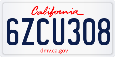 CA license plate 6ZCU308