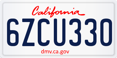 CA license plate 6ZCU330