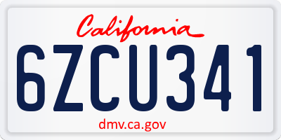 CA license plate 6ZCU341