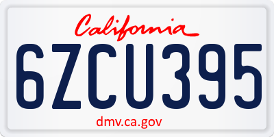 CA license plate 6ZCU395