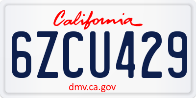 CA license plate 6ZCU429