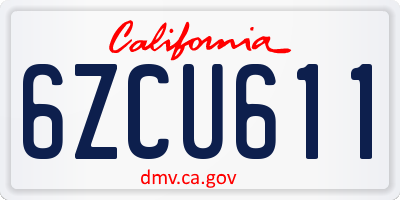 CA license plate 6ZCU611