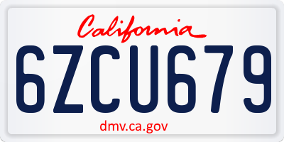 CA license plate 6ZCU679