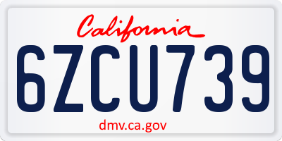 CA license plate 6ZCU739