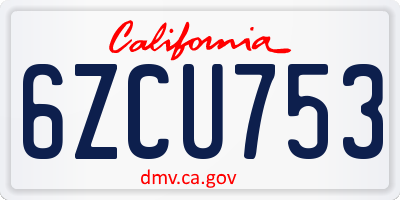 CA license plate 6ZCU753
