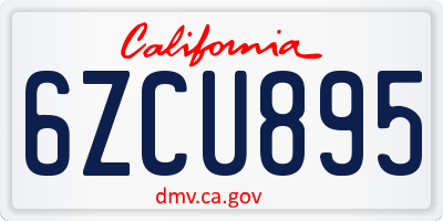 CA license plate 6ZCU895