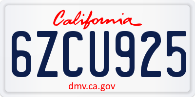 CA license plate 6ZCU925