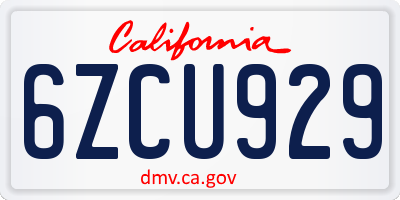 CA license plate 6ZCU929