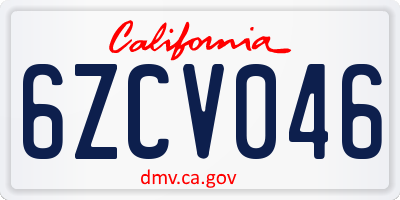 CA license plate 6ZCV046