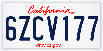 CA license plate 6ZCV177
