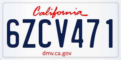 CA license plate 6ZCV471