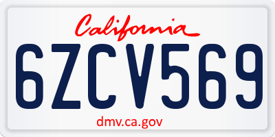 CA license plate 6ZCV569