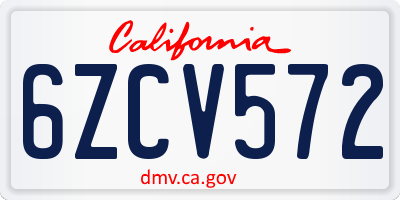 CA license plate 6ZCV572