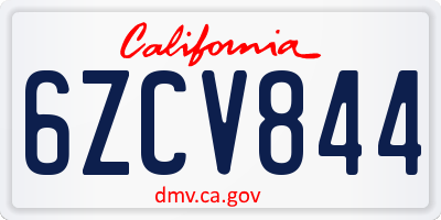CA license plate 6ZCV844