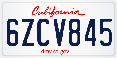CA license plate 6ZCV845