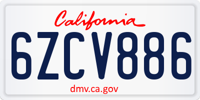CA license plate 6ZCV886