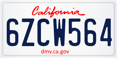 CA license plate 6ZCW564