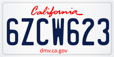 CA license plate 6ZCW623
