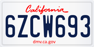 CA license plate 6ZCW693
