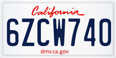 CA license plate 6ZCW740
