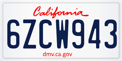 CA license plate 6ZCW943