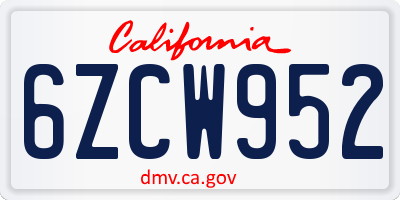 CA license plate 6ZCW952
