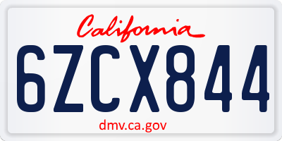 CA license plate 6ZCX844