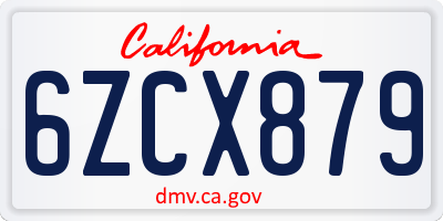 CA license plate 6ZCX879
