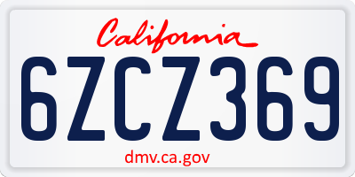 CA license plate 6ZCZ369