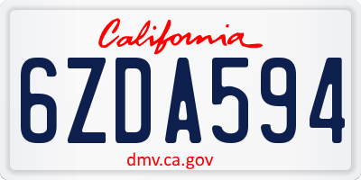 CA license plate 6ZDA594