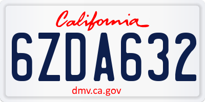 CA license plate 6ZDA632