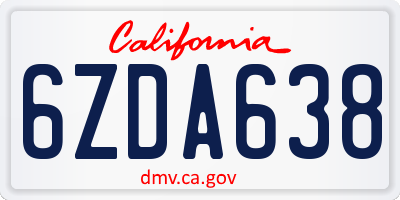 CA license plate 6ZDA638