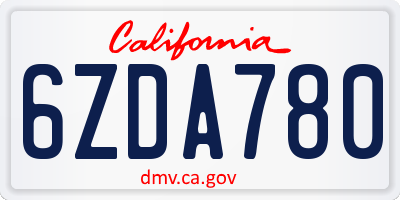 CA license plate 6ZDA780