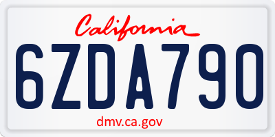 CA license plate 6ZDA790