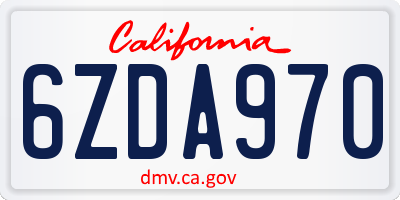 CA license plate 6ZDA970