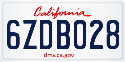 CA license plate 6ZDB028