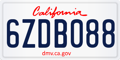 CA license plate 6ZDB088