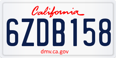 CA license plate 6ZDB158