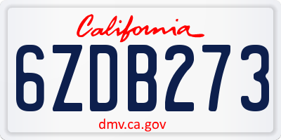 CA license plate 6ZDB273