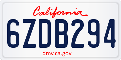 CA license plate 6ZDB294