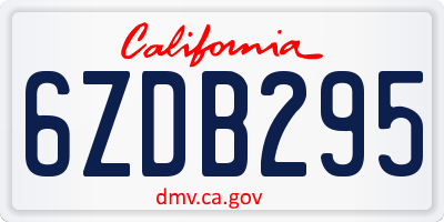 CA license plate 6ZDB295