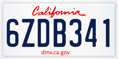 CA license plate 6ZDB341