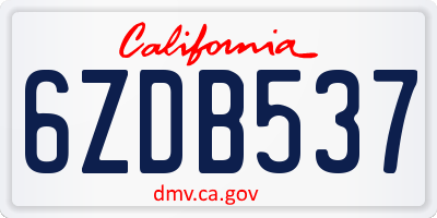CA license plate 6ZDB537