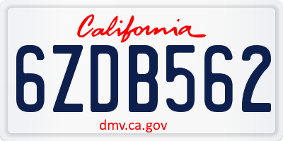CA license plate 6ZDB562